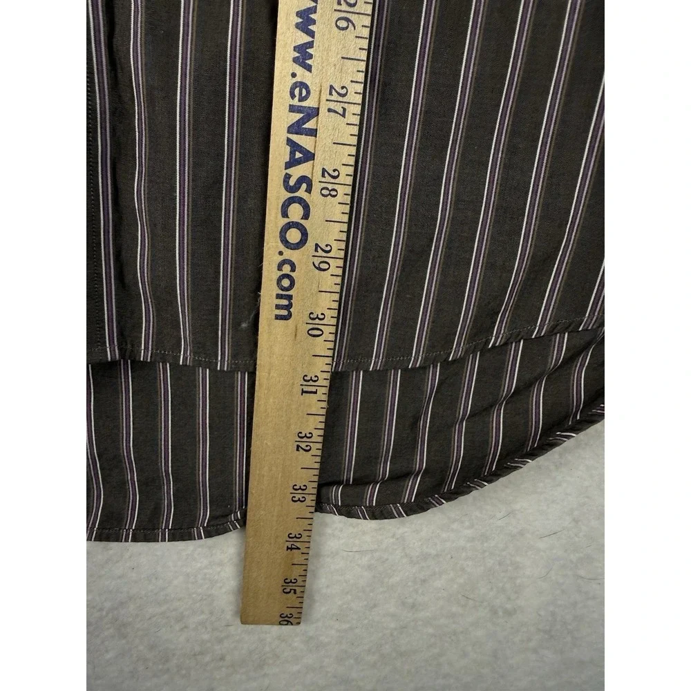 Banana Republic Men's Dress Shirt XL 17-17.5 Brown Stripe 100% Cotton Button Up